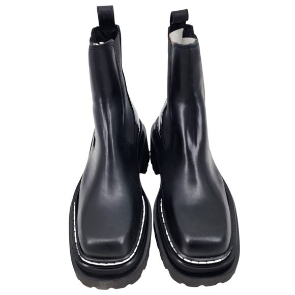 Sandro Paris Chelsea Ankle Boots Black Square Toe Platform Size 37/ US 6.5 - Picture 5 of 5